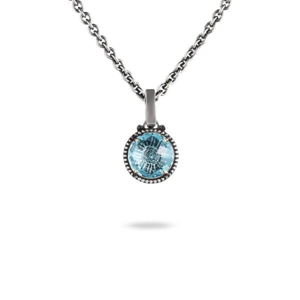 Collana Agnese Seicento ciondolo piccolo pietra celeste barocco donna in argento