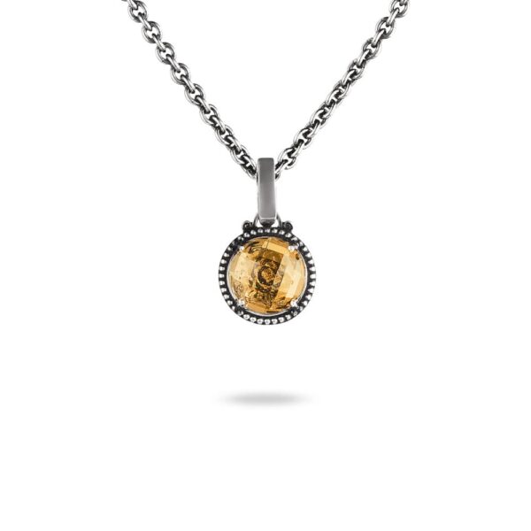 Collana Agnese Seicento ciondolo piccolo pietra gialla barocco donna in argento