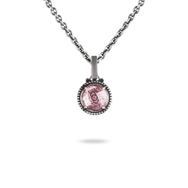 Collana Agnese Seicento ciondolo piccolo pietra viola barocco donna in argento