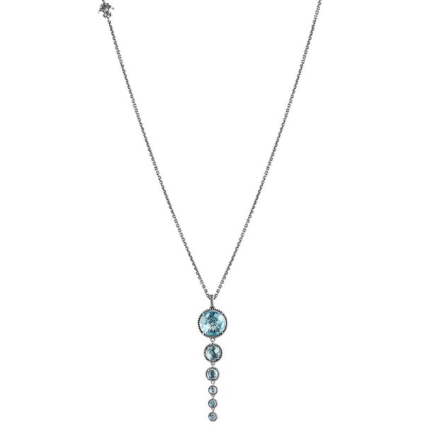 Collana Agnese Seicento ciondolo pietre scalare celeste barocco donna in argento