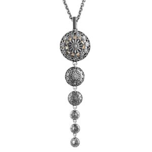 Collana Agnese Seicento ciondolo pietre scalare gialle barocco donna in argento retro