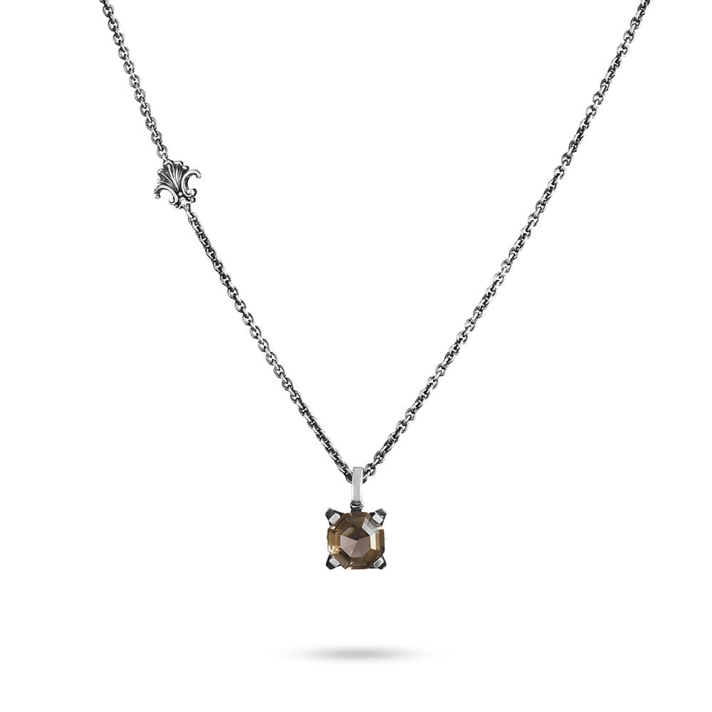 Collana Capitello pietra fume donna in argento