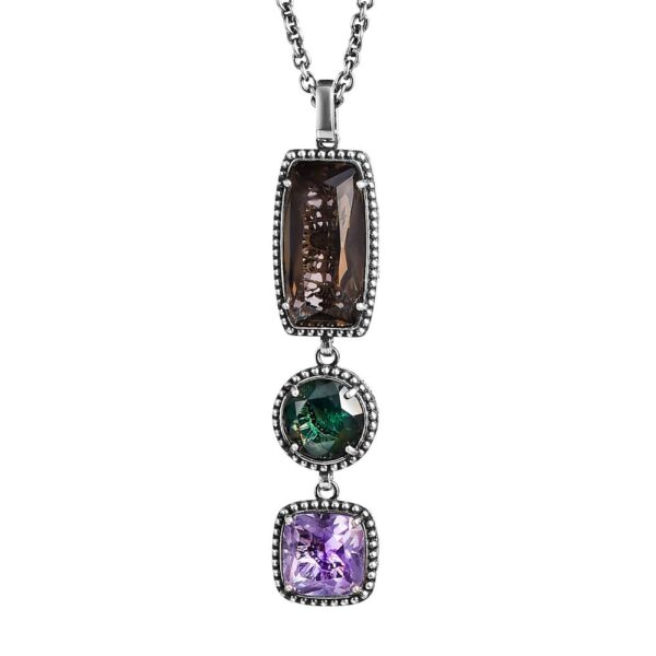 Collana Estasi Seicento Ciondolo 3 pietre barocco donna in argento