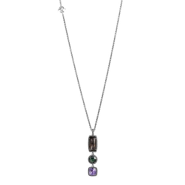 Collana Estasi Seicento Ciondolo 3 pietre barocco donna in argento