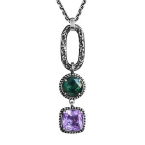 Collana Estasi Seicento Ciondolo maglia pietre barocco donna in argento