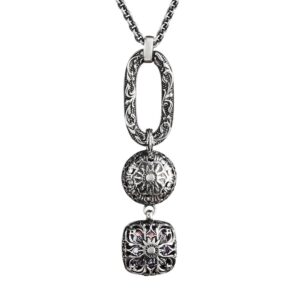Collana Estasi Seicento Ciondolo maglia pietre barocco donna in argento retro