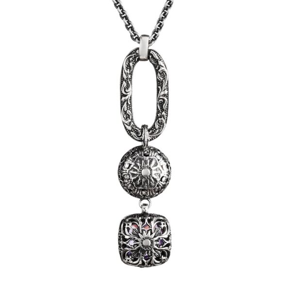 Collana Estasi Seicento Ciondolo maglia pietre barocco donna in argento retro