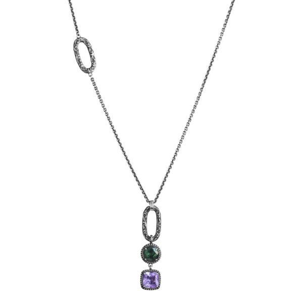 Collana Estasi Seicento Ciondolo maglia pietre barocco donna in argento