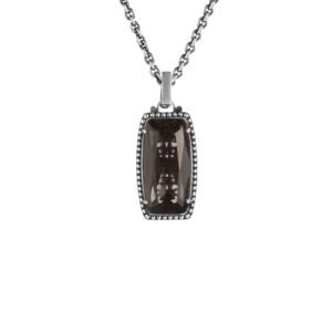 Collana Estasi Seicento Ciondolo piccolo pietra fume barocco donna in argento