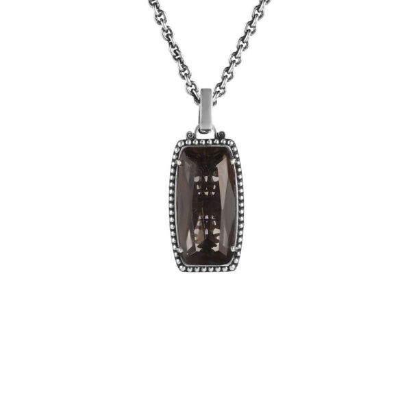 Collana Estasi Seicento Ciondolo piccolo pietra fume barocco donna in argento
