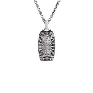 Collana Estasi Seicento Ciondolo piccolo pietra fume barocco donna in argento retro