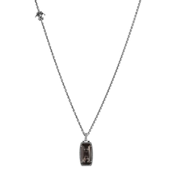 Collana Estasi Seicento Ciondolo piccolo pietra fume barocco donna in argento