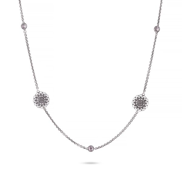 Collana Floreale Seicento barocco pietre viola donna in argento