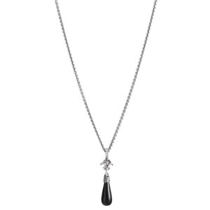Collana Fregio Seicento pietra giada nera barocco donna in argento vista