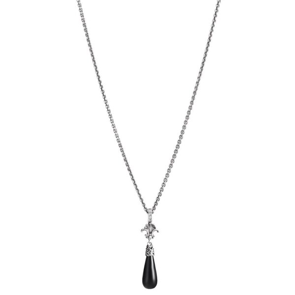 Collana Fregio Seicento pietra giada nera barocco donna in argento vista