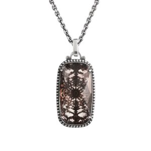 Collana Voluta Seicento Ciondolo Grande pietra fume barocco donna in argento