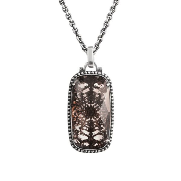 Collana Voluta Seicento Ciondolo Grande pietra fume barocco donna in argento