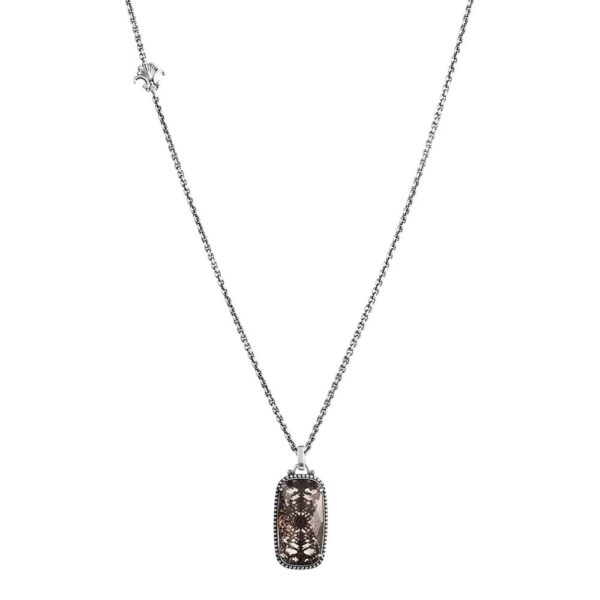 Collana Voluta Seicento Ciondolo Grande pietra fume barocco donna in argento