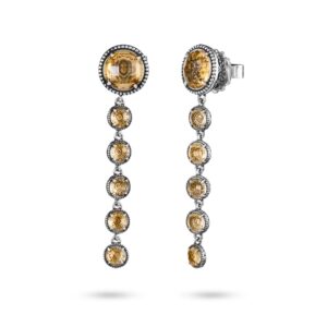 Orecchini Agnese Seicento barocco pietre gialle donna in argento