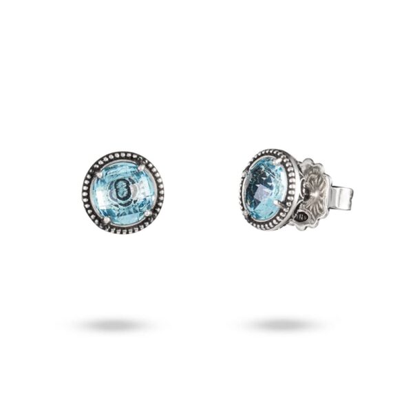 Orecchini Agnese a lobo Seicento barocco pietra celeste grande donna in argento