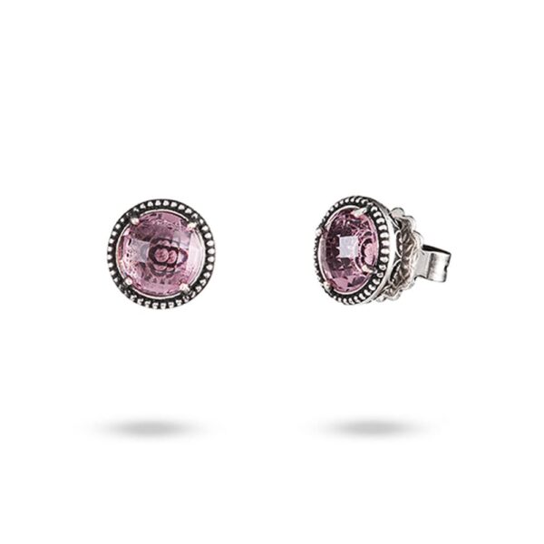 Orecchini Agnese a lobo Seicento barocco pietra viola grande donna in argento