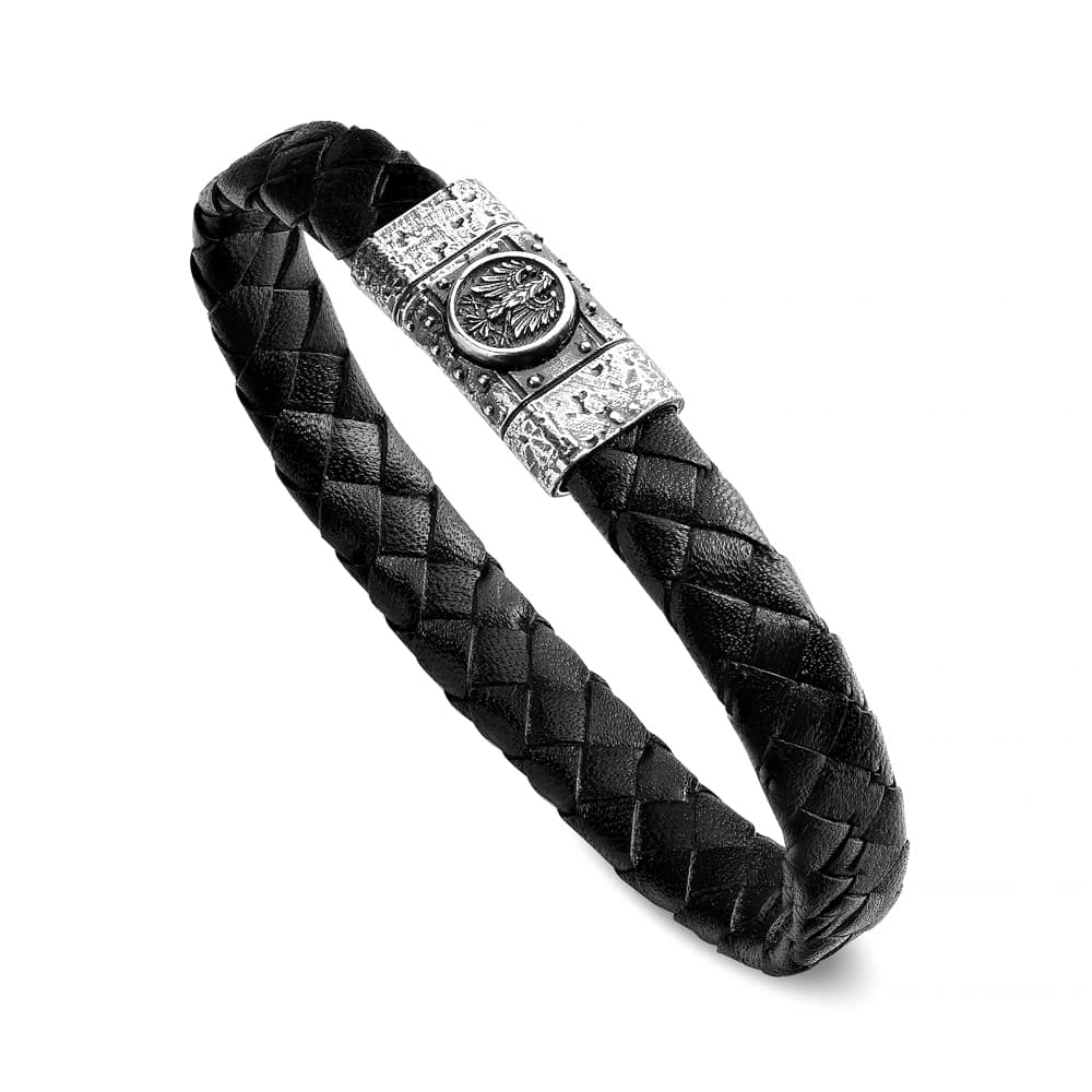 Bracciale Mitologia Uomo Simbolo Fenice Pelle Nera
