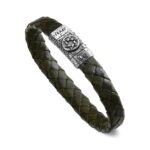 Bracciale Simboli Uomo Simbolo Stella David Pelle Verde