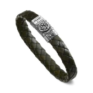 Bracelet Symbols Man Symbol Star David Green Leather