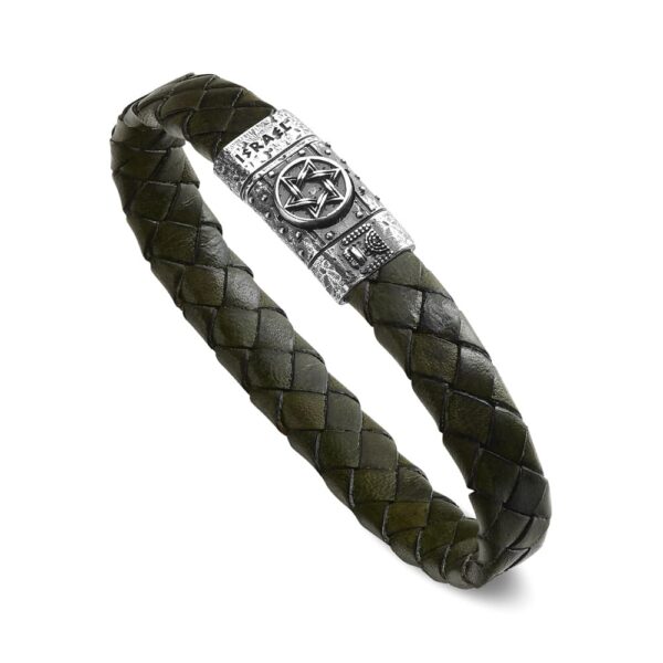 Bracelet Symbols Man Symbol Star David Green Leather