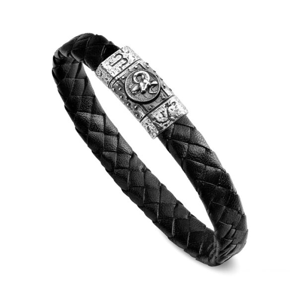 Bracciale Zodiaco Uomo Segno Ariete Pelle Nera