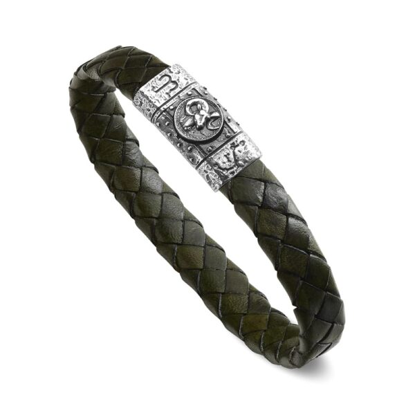 Bracciale Zodiaco Uomo Segno Ariete Pelle Verde
