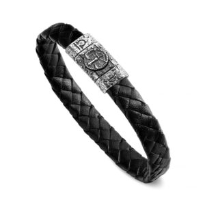 Bracciale Zodiaco Uomo Segno Bilancia Pelle Nera