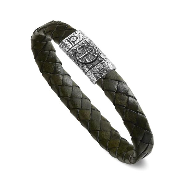Bracciale Zodiaco Uomo Segno Bilancia Pelle Verde