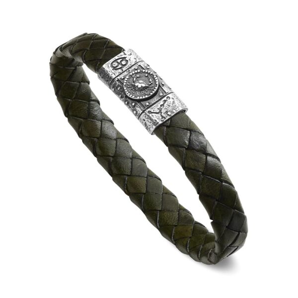Bracciale Zodiaco Uomo Segno Cancro Pelle Verde