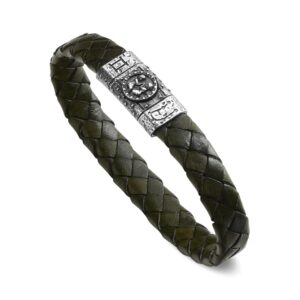 Bracciale Zodiaco Uomo Segno Gemelli Pelle Verde