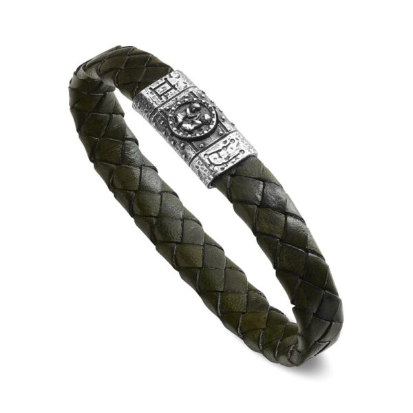 Bracciale Zodiaco Uomo Segno Gemelli Pelle Verde