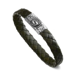 Bracciale Zodiaco Uomo Segno Pesci Pelle Verde