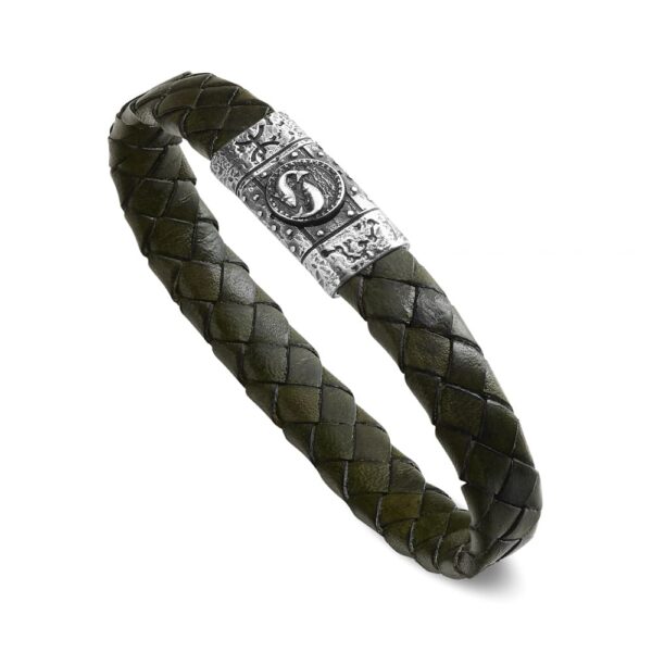 Bracciale Zodiaco Uomo Segno Pesci Pelle Verde