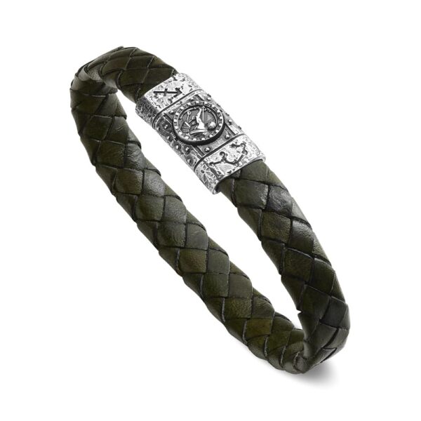 Bracciale Zodiaco Uomo Segno Sagittario Pelle Verde