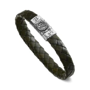 Bracciale Zodiaco Uomo Segno Scorpione Pelle Verde