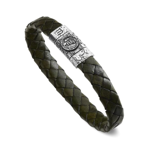 Bracciale Zodiaco Uomo Segno Scorpione Pelle Verde