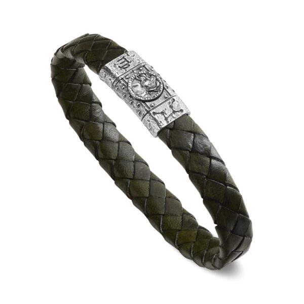 Bracciale Zodiaco Uomo Segno Vergine Pelle Verde