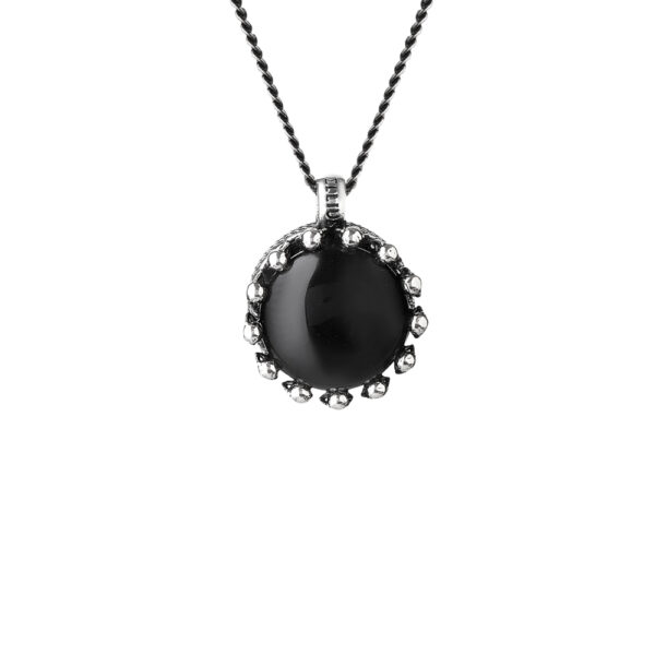 Collana Atlante in argento e pietra nera