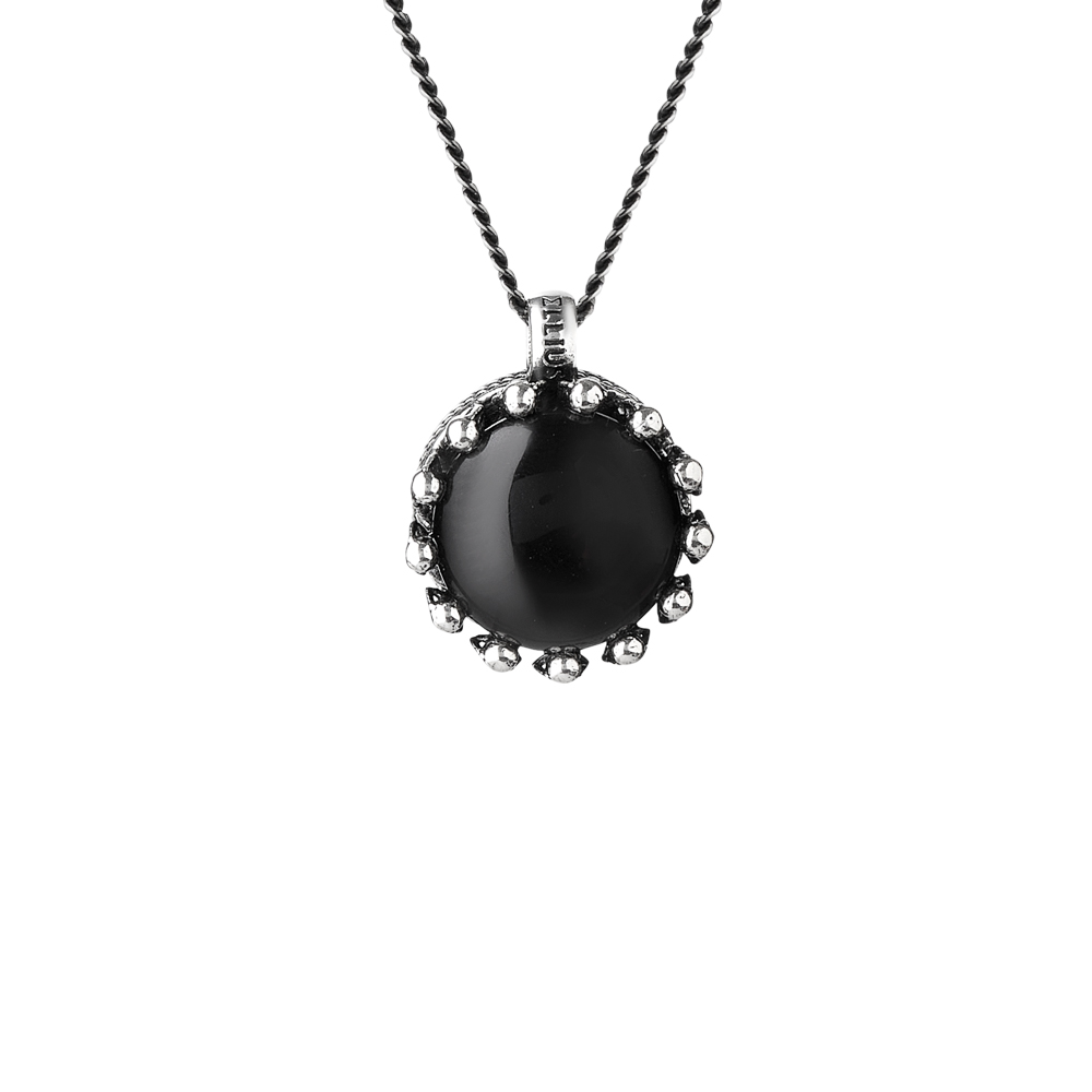 Collana Atlante in argento e pietra nera