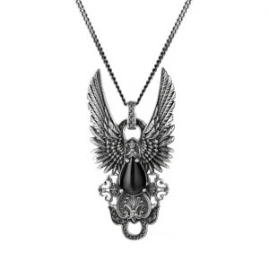Collana Imperiale Gioiello in argento e pietra nera