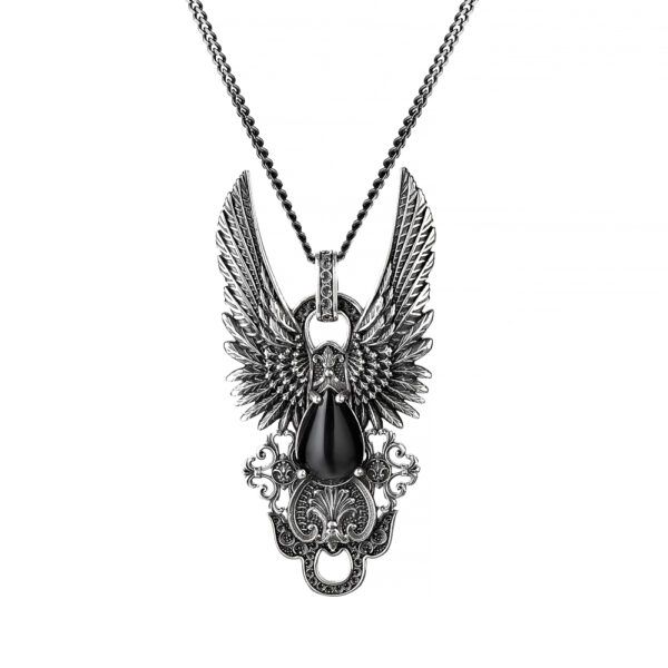 Collana Imperiale Gioiello in argento e pietra nera