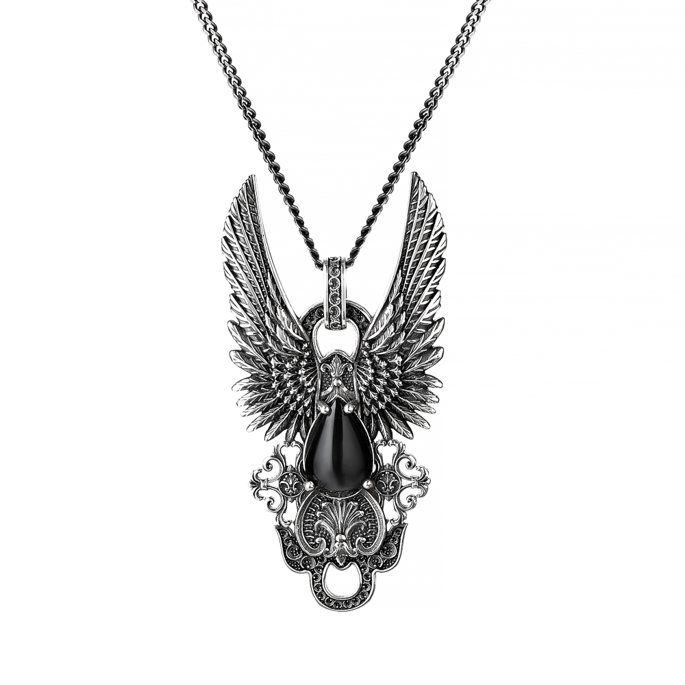 Collana Imperiale Gioiello in argento e pietra nera