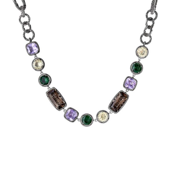 Ecstasy silver choker necklace with stones