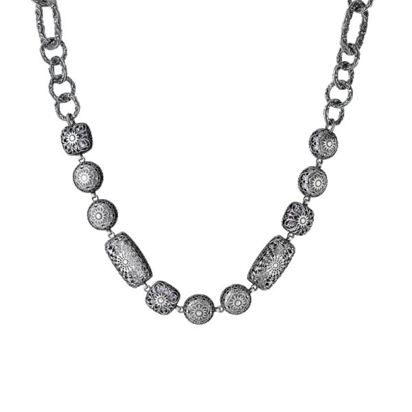 Ecstasy silver choker necklace with stones