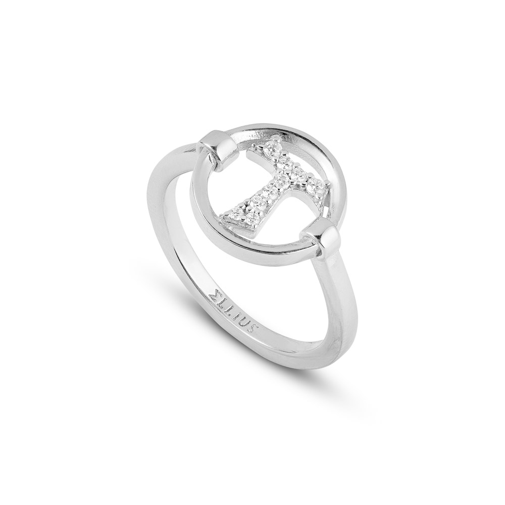 Anello Tau cerchio con pietre donna rodio argento